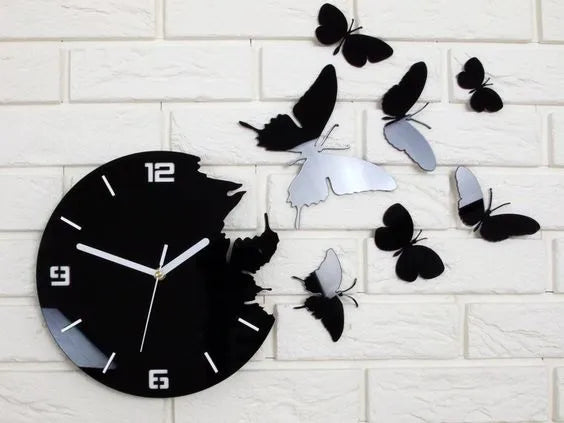 3d Beautiful Butterfly Wooden Wall Clock